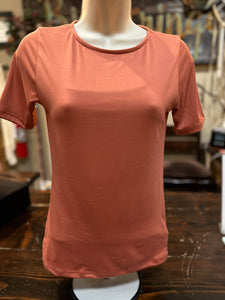 Knit Short Sleeve Top in Pink or Terracota