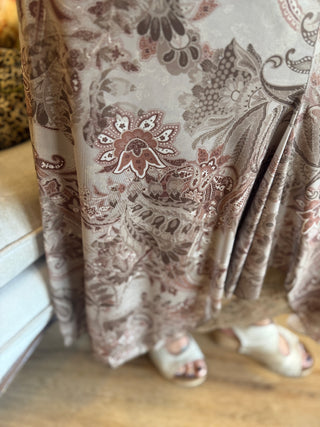 Paisley Midi Skirt w/Lace Hem