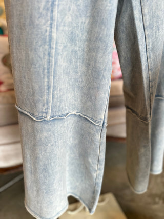 Washed Denim Terry Knit Pant