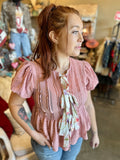 Dusty Rose or Cream Ribbon Top