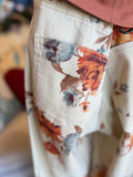 Khaki Floral Print Twill Pant