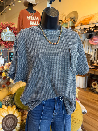 Cream or Black Waffle Weave Top