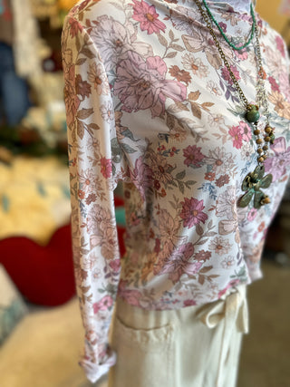 Clay Rose Mesh Top