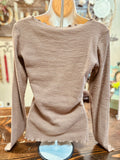 Khaki or Mocha Rib Knit Scalloped Top