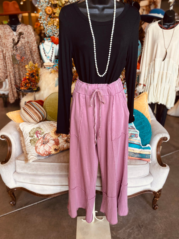 Terry Knit Pant in Antique Rose or Cappuccino