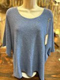 Drop Shoulder Sweater in Blue Jeans and Khaki