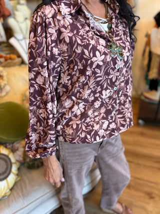 Wine Floral Blouse