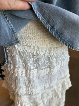 Cream Lace Ruffle Skirt