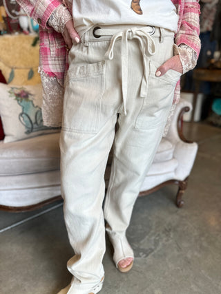 Vintage Oatmeal Slim Barrel Pant