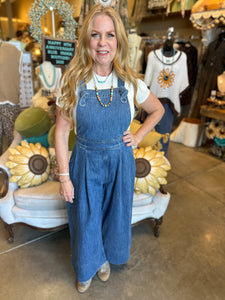 Wide Leg Denim Jumpsuit