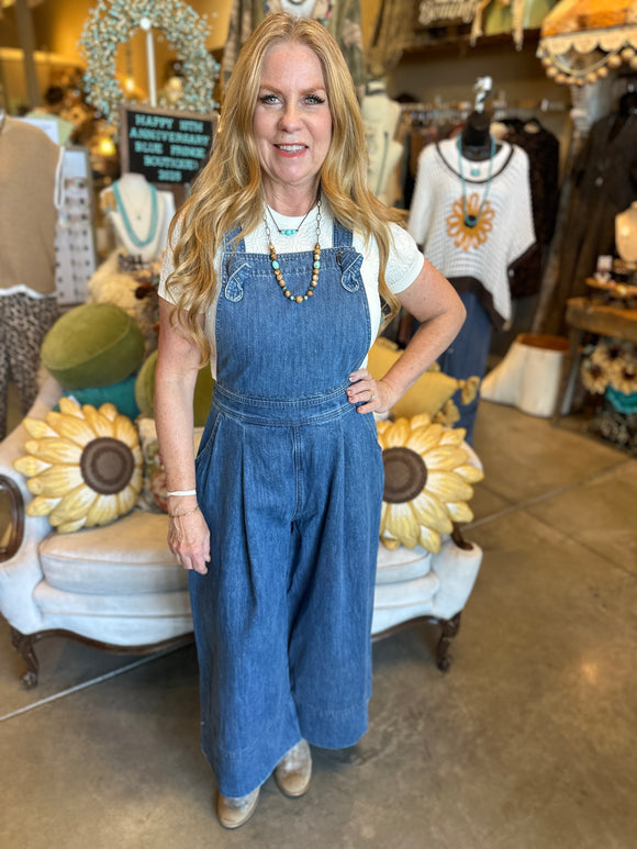 Wide Leg Denim Jumpsuit