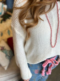 White Crochet Knit Sweater