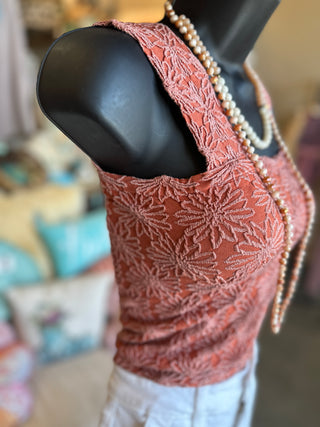 Black or Rust 2Tone Jacquard Tank Top