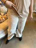 Oatmeal Embroidered Twill Pant