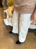 Oatmeal Embroidered Twill Pant