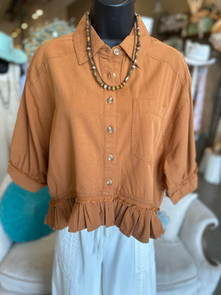 Clay Ruffle Hem Blouse