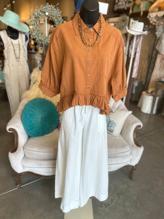 Clay Ruffle Hem Blouse
