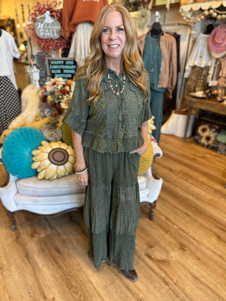 Natural  or Olive Ruffle Jacket