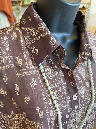 Brown Paisley Print Blouse