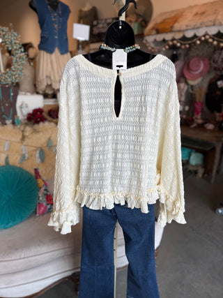 Cream Ruffled Lace Poncho