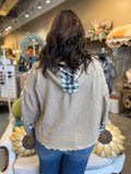 Hazelnut or Rosewood Plaid Patch Hoodies