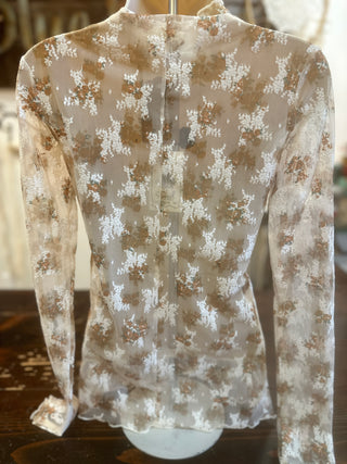 Ivory Rust Floral Lace Top