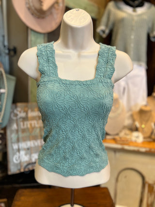 Floral Jacquard Tank Top in Coffee, Ivory, Oatmeal, Jade, Black and Red