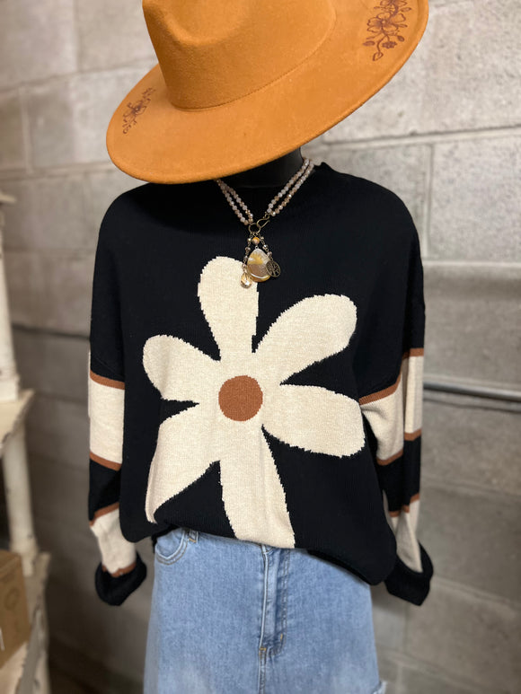 Black Daisy Sweater