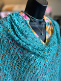 Turquoise Open Weave Poncho