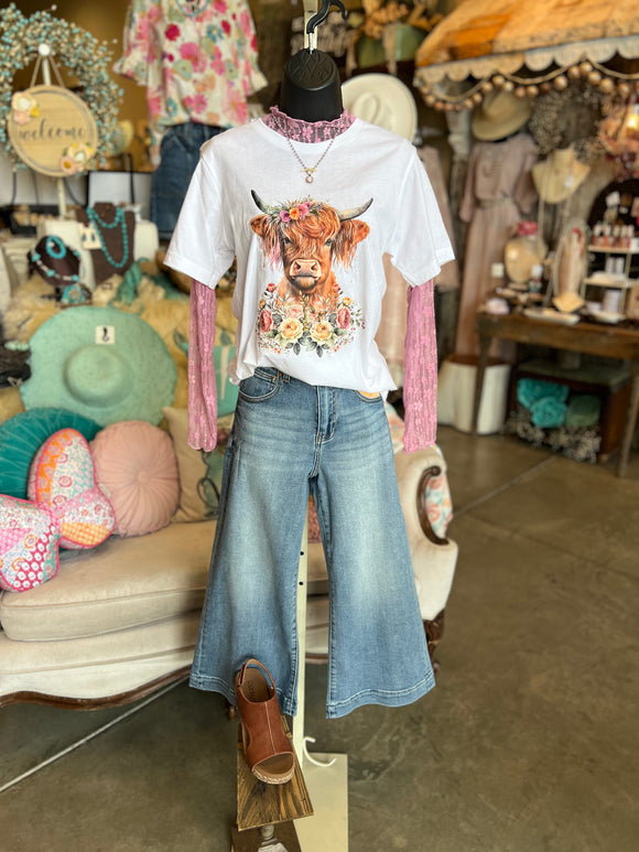 Floral Highland Cow Graphic Tee