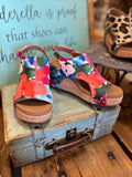 Corkys Carley Wedge in Cream, Bourbon, Fuchsia, Turquoise Canvas, Leopard Canvas and Flowers