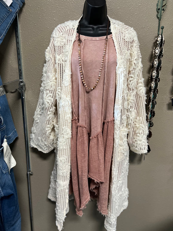 Ivory Floral Crochet Cardigan