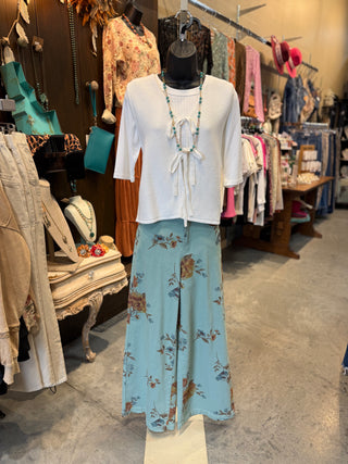 Mint Flower Print Pant