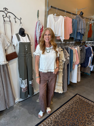 Rust  or Brown Barrel Leg Cropped Jean
