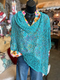 Turquoise Open Weave Poncho