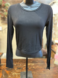 Black Crop Long Sleeve Top