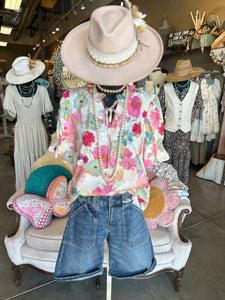 Berry Floral Print Blouse