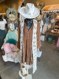 Tobacco or Terracotta  Linen Tiered Dress