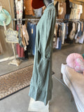 Linen Ruffle Midi Dress in Khaki