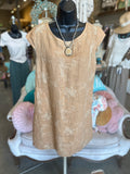 Linen Floral Print Dress in Black, Khaki or Camel
