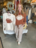 Football Jacquard Sweater in Brown or Cream
