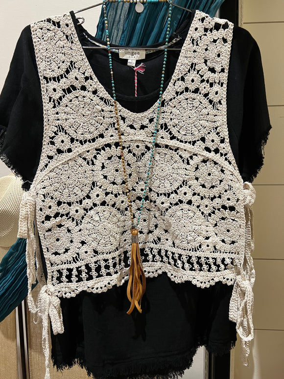 Side Tie Crochet Vest