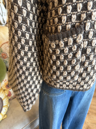 Brown and Beige Sweater Jacket