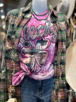 Lucky Clover Pink Graphic Tee