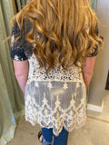 CROCHET VEST WITH LACE LAYER IN NATURAL